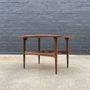 Mid-Century Modern Walnut Two-Tier Side Table with Magazine Holder, c.1960’s
