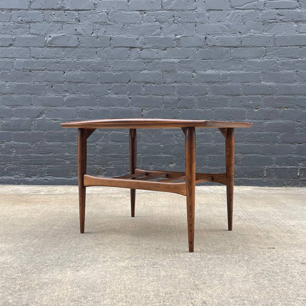 Mid-Century Modern Walnut Two-Tier Side Table with Magazine Holder, c.1960’s