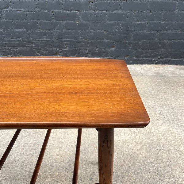 Mid-Century Modern Walnut Two-Tier Side Table with Magazine Holder, c.1960’s