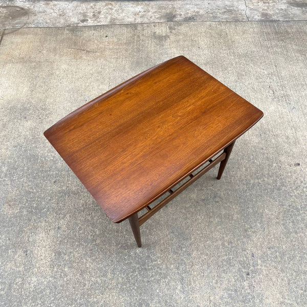 Mid-Century Modern Walnut Two-Tier Side Table with Magazine Holder, c.1960’s