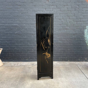 Mid-Century Modern Expanding Asian Style Ebonized Chinoiserie Four-Panel Room Divider