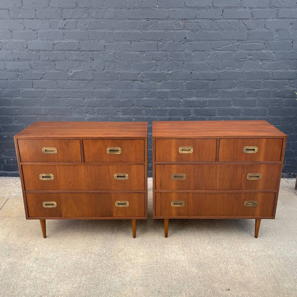 Pair of Mid-Century Modern Chest Dresser with Brass Accents by Lane, c.1950’s
