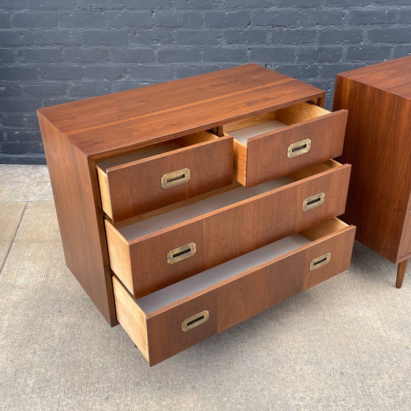 Pair of Mid-Century Modern Chest Dresser with Brass Accents by Lane, c.1950’s