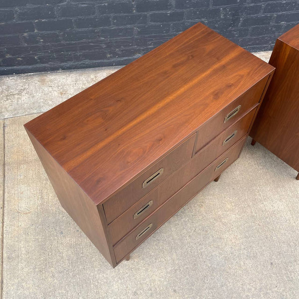 Pair of Mid-Century Modern Chest Dresser with Brass Accents by Lane, c.1950’s