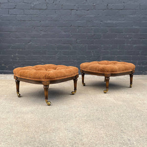 Pair of Mid-Century Modern Regency Style Tufted Stools, c.1960’s