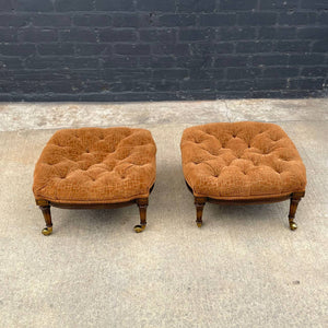 Pair of Mid-Century Modern Regency Style Tufted Stools, c.1960’s