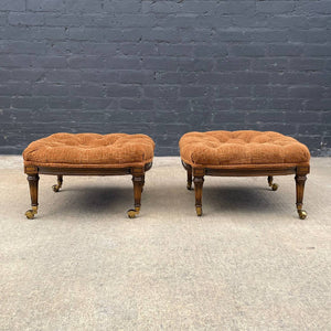 Pair of Mid-Century Modern Regency Style Tufted Stools, c.1960’s