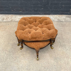 Pair of Mid-Century Modern Regency Style Tufted Stools, c.1960’s
