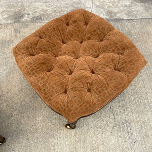 Pair of Mid-Century Modern Regency Style Tufted Stools, c.1960’s