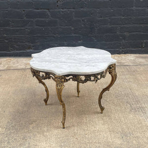 Antique Gilded Brass & Marble Stone Side Table, c.1950’s