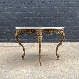 Antique Gilded Brass & Marble Stone Side Table, c.1950’s