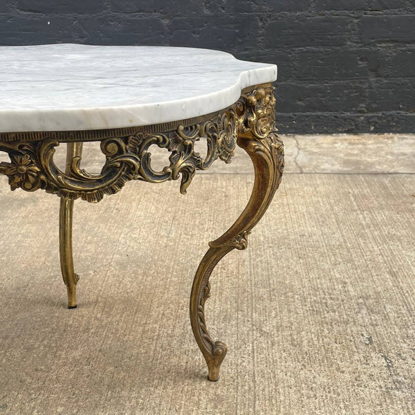 Antique Gilded Brass & Marble Stone Side Table, c.1950’s