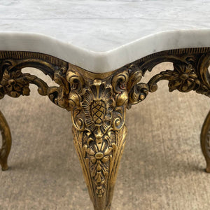 Antique Gilded Brass & Marble Stone Side Table, c.1950’s