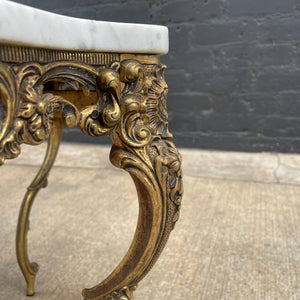 Antique Gilded Brass & Marble Stone Side Table, c.1950’s