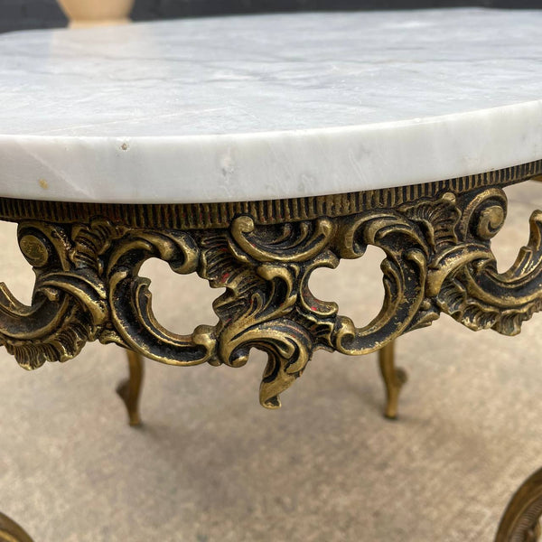 Antique Gilded Brass & Marble Stone Side Table, c.1950’s