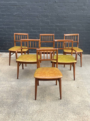 Set of 6 Mid-Century Modern Sculpted Walnut Dining Chairs, c.1950’s