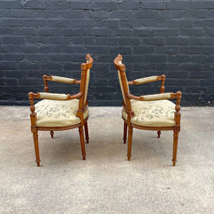 Pair of French Antique Carved Wood Arm Chairs, c.1960’s