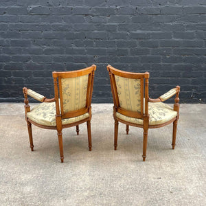 Pair of French Antique Carved Wood Arm Chairs, c.1960’s