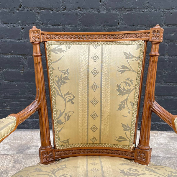 Pair of French Antique Carved Wood Arm Chairs, c.1960’s