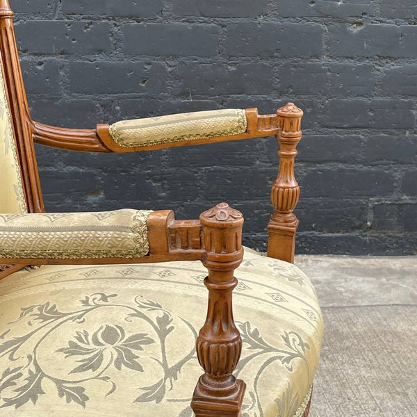 Pair of French Antique Carved Wood Arm Chairs, c.1960’s