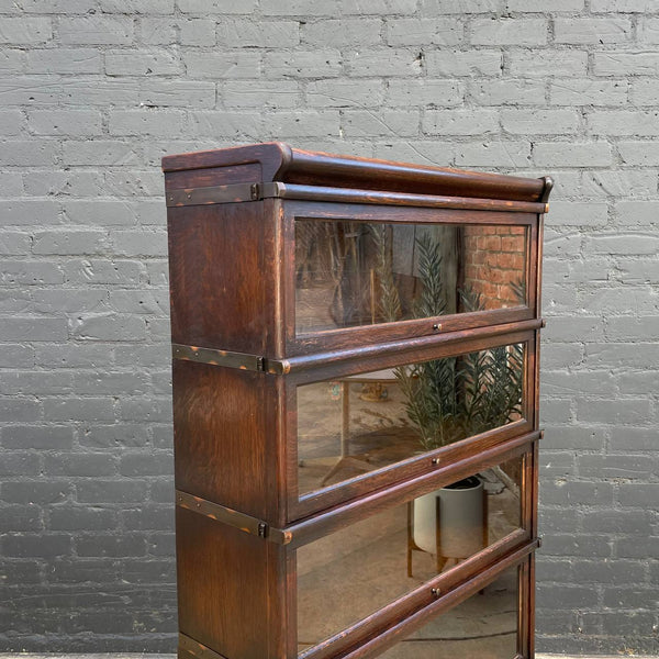 Vintage Stackable Barristers Oak & Glass Bookcase Shelf by Globe Wernicke, c.1930’s