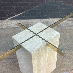 Mid-Century Modern Travertine Stone & Brass Dining Table, c.1970’s