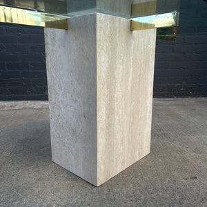 Mid-Century Modern Travertine Stone & Brass Dining Table, c.1970’s