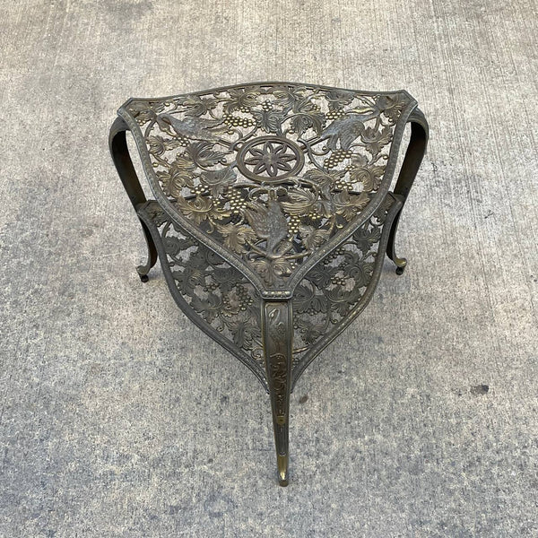 Vintage Two-Tier Brass End / Side Table with Bird Motif, c.1960’s