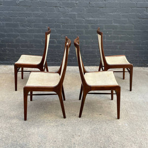 Set of 4 Mid-Century Modern Sculpted Walnut Dining Chairs, c.1960’s