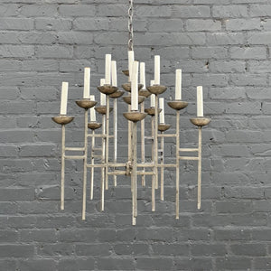 Mid-Century Modern Geometric Metal Chandelier, c.1980’s