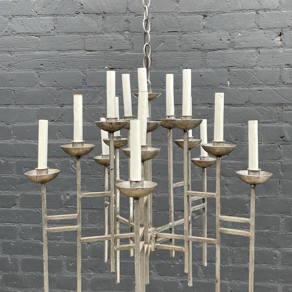 Mid-Century Modern Geometric Metal Chandelier, c.1980’s