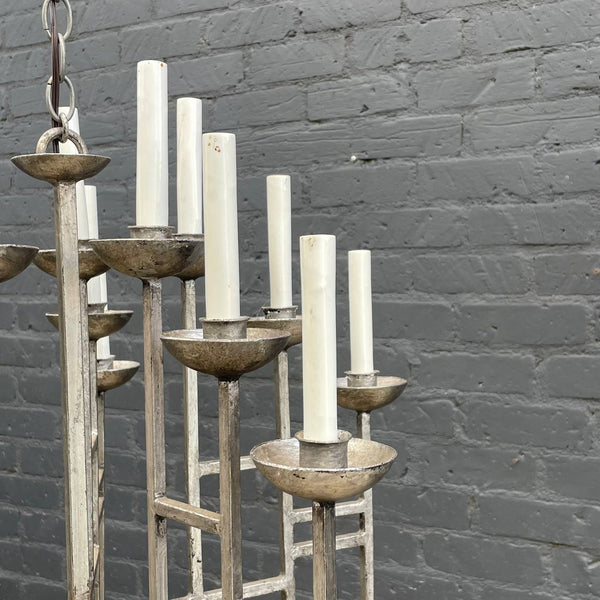 Mid-Century Modern Geometric Metal Chandelier, c.1980’s