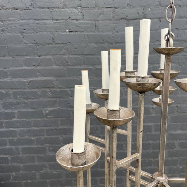 Mid-Century Modern Geometric Metal Chandelier, c.1980’s