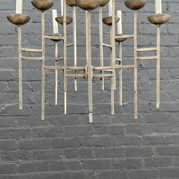 Mid-Century Modern Geometric Metal Chandelier, c.1980’s