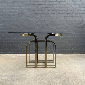 Vintage Mid-Century Modern Polished Brass & Glass Table, c.1960’s