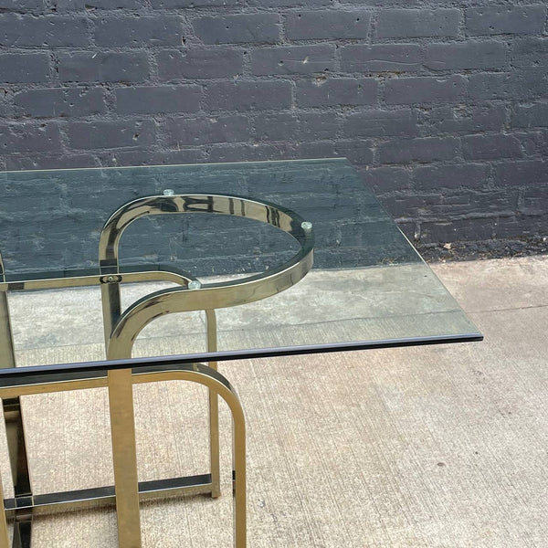 Vintage Mid-Century Modern Polished Brass & Glass Table, c.1960’s