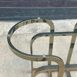 Vintage Mid-Century Modern Polished Brass & Glass Table, c.1960’s