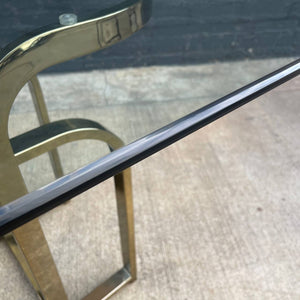Vintage Mid-Century Modern Polished Brass & Glass Table, c.1960’s