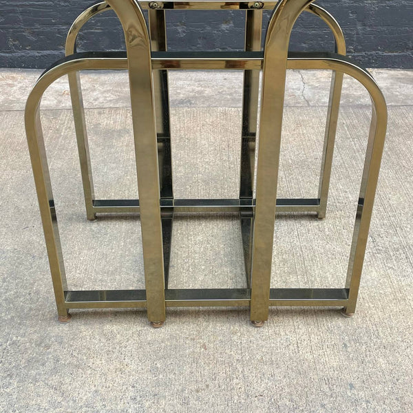 Vintage Mid-Century Modern Polished Brass & Glass Table, c.1960’s