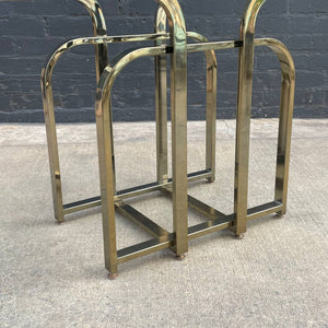 Vintage Mid-Century Modern Polished Brass & Glass Table, c.1960’s