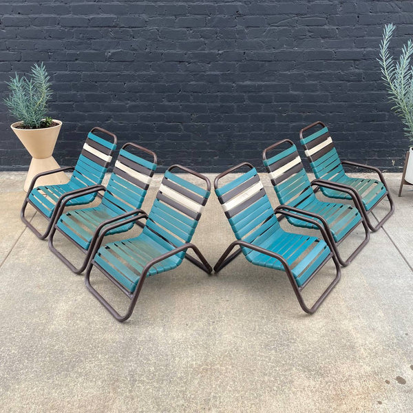 Set of 6 Vintage Mid-Century Modern Stackable Metal Patio Lounge Chairs, c.1960’s