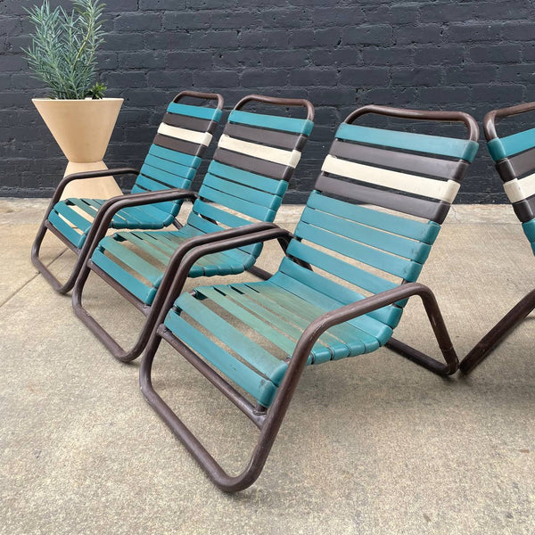 Set of 6 Vintage Mid-Century Modern Stackable Metal Patio Lounge Chairs, c.1960’s