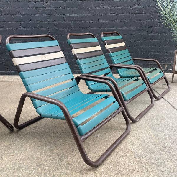 Set of 6 Vintage Mid-Century Modern Stackable Metal Patio Lounge Chairs, c.1960’s