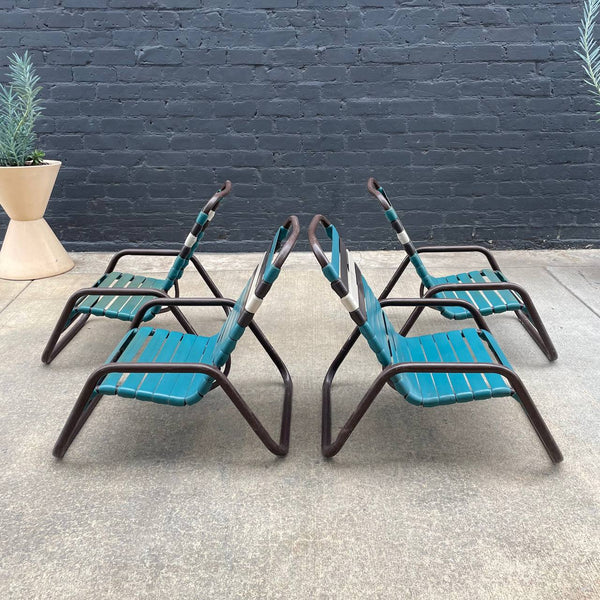 Set of 6 Vintage Mid-Century Modern Stackable Metal Patio Lounge Chairs, c.1960’s