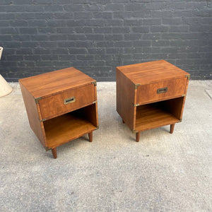 Pair of Vintage Mid-Century Modern Walnut & Brass Night Stands, c.1950’s