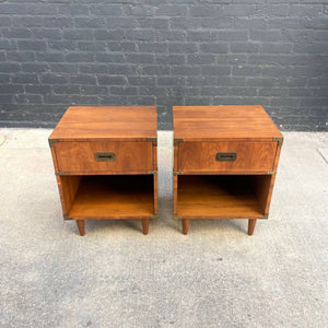 Pair of Vintage Mid-Century Modern Walnut & Brass Night Stands, c.1950’s