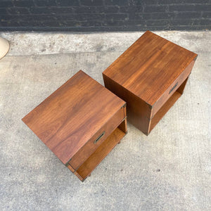 Pair of Vintage Mid-Century Modern Walnut & Brass Night Stands, c.1950’s