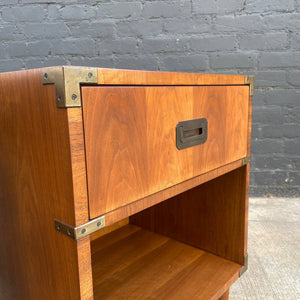 Pair of Vintage Mid-Century Modern Walnut & Brass Night Stands, c.1950’s