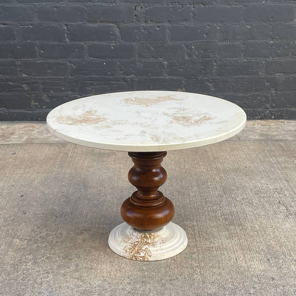 Vintage Mid-Century Modern Walnut & Faux Marble Side Table, c.1950’s