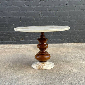 Vintage Mid-Century Modern Walnut & Faux Marble Side Table, c.1950’s